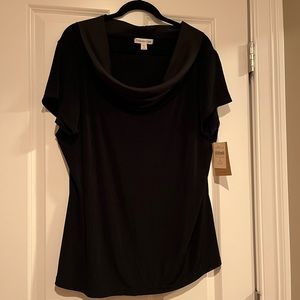 Black jersey with very flattering drape neck